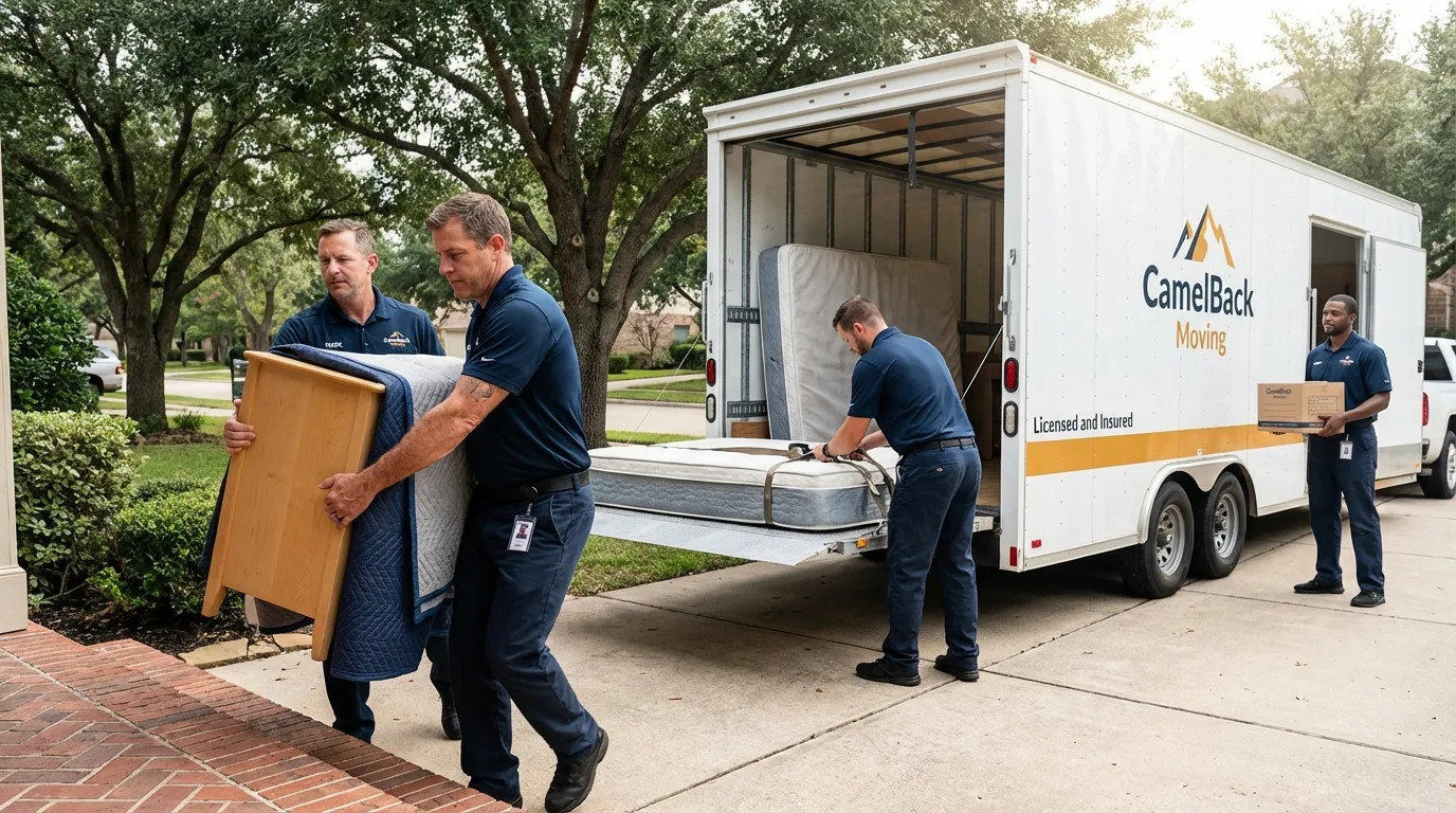 Crew loading residential truck for cross-state move from Madison, WV